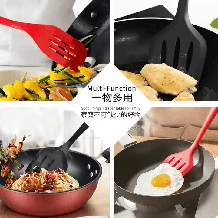 Food-grade Silicone Kitchen Cooking Utensil Kitchen Ware Accessories Non Stick Silicone Slotted Spatula with Custom Design